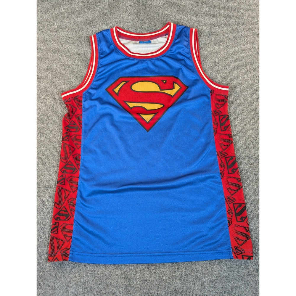 DC Comics Superman‎ Basketball Jersey Mens Medium Blue Mesh Sleeveless 00 #2423